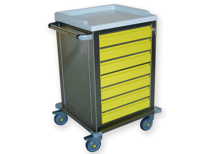 CHARIOT MODULAIRE acier inox avec 7 petits tiroirs