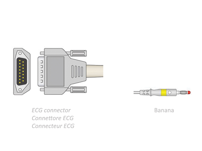 CÂBLE PATIENT ECG 2,2 m - banana - compatible avec Biocare, Edan, Nihon et autres