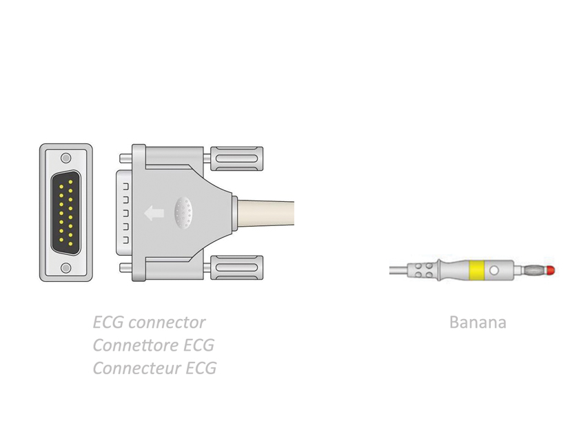 CÂBLE PATIENT ECG 2,2 m - banana - compatible avec Bionet, Spengler et autres