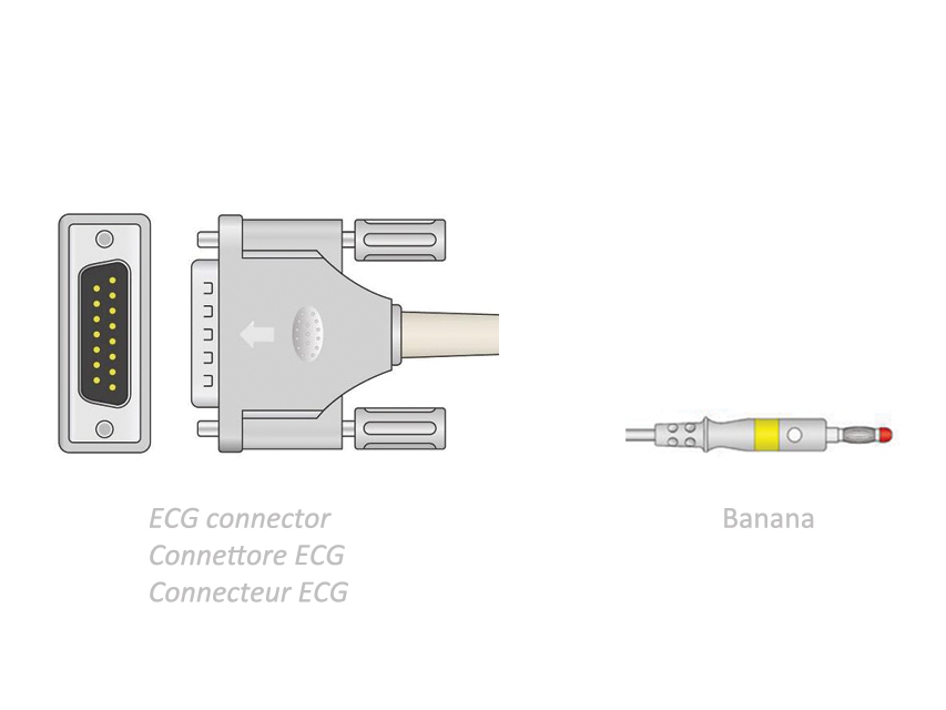 CÂBLE PATIENT ECG 2,2 m - banana - compatible avec Camina, Colson, ST et autres