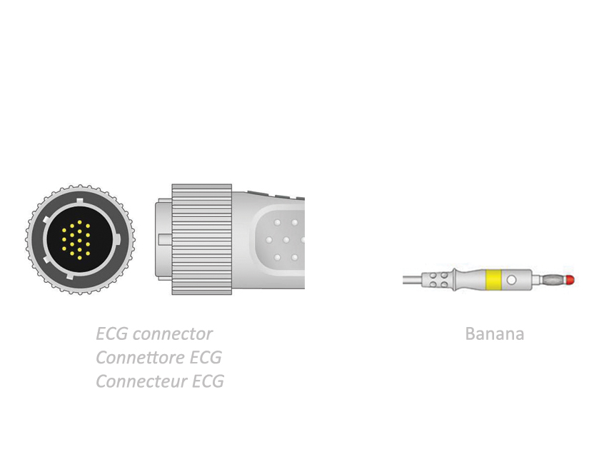 CÂBLE PATIENT ECG 2,2 m - banana - compatible avec Cardioline