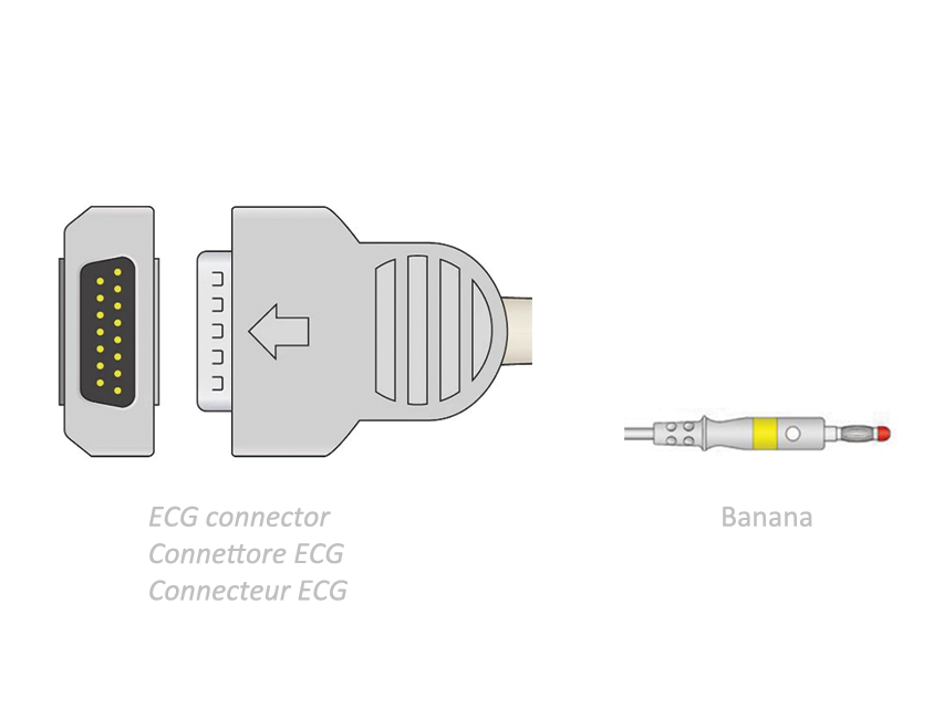 CÂBLE PATIENT ECG 2,2 m - banana - compatible avec GE Marquette