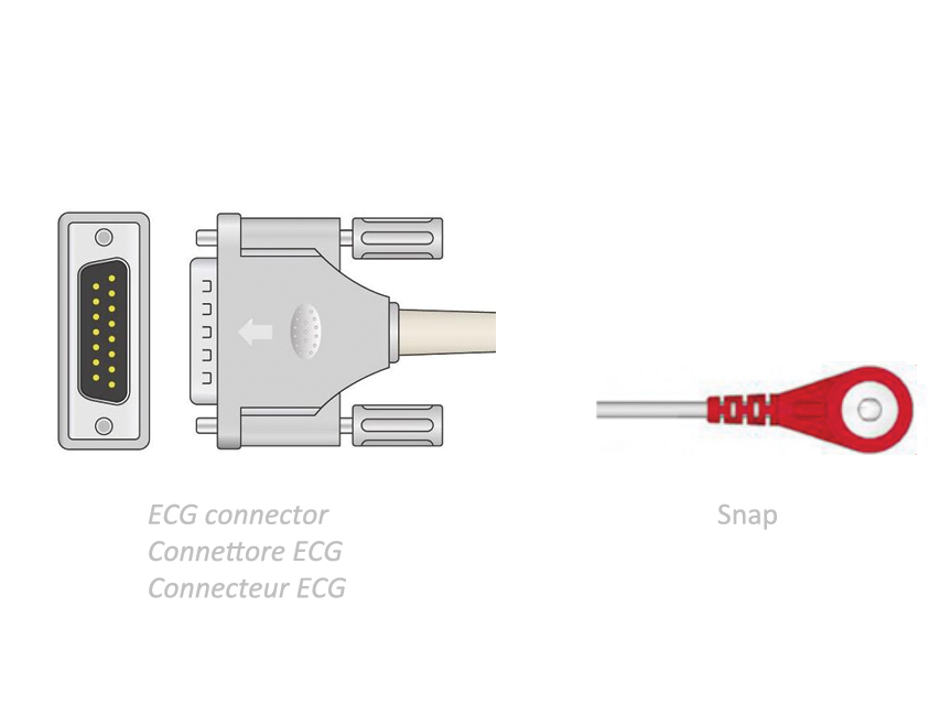 CÂBLE PATIENT ECG 2,2 m - snap - compatible avec Camina, Colson, ST et autres