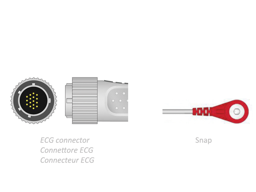 CÂBLE PATIENT ECG 2,2 m - snap - compatible avec Cardioline