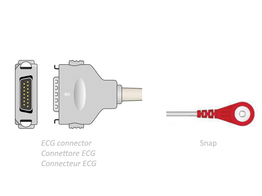 CÂBLE PATIENT ECG 2,2 m - snap - compatible avec Fukuda Denshi