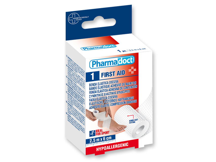 PHARMADOCT BANDES ÉLASTIQUES cohésives adhésives 2,5m x 6cm - caisse de 6 boîtes