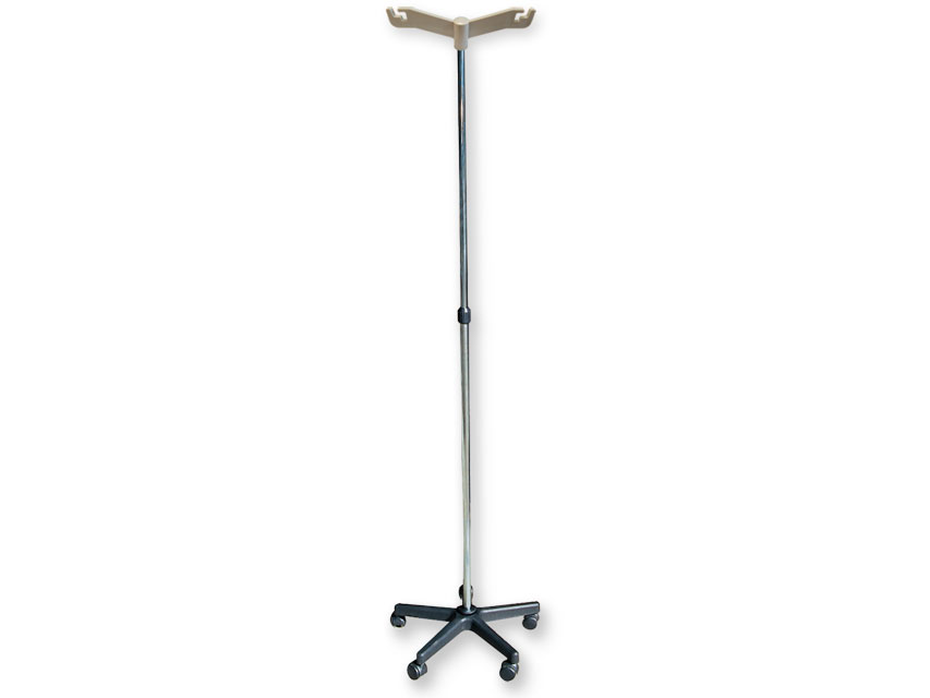 I.V.STAND ON 5 WHEELS TROLLEY - 2 hooks