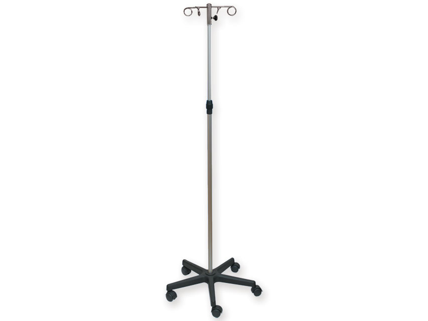 I.V.STAND ON 5 WHEELS TROLLEY - 4 hooks