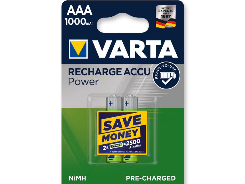 PILES RECHARGEABLES VARTA POWER PLAY - ministilo &quot;AAA&quot; - emballage de 2