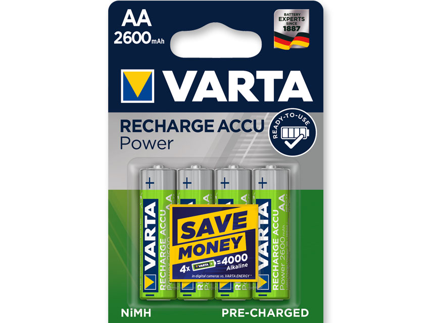 PILES RECHARGEABLES VARTA POWER PLAY - stilo &quot;AA&quot; - emballage de 4