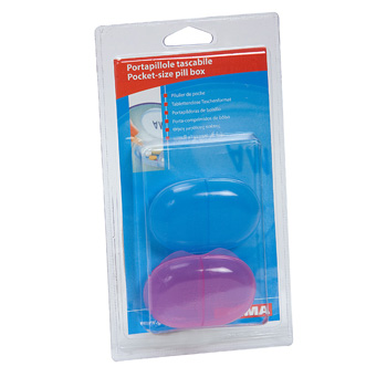 PILL BOX - blue/pink - box of 2