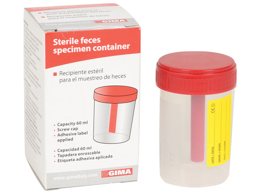 FAECES CONTAINER 60 ml in single box - sterile - box of 100