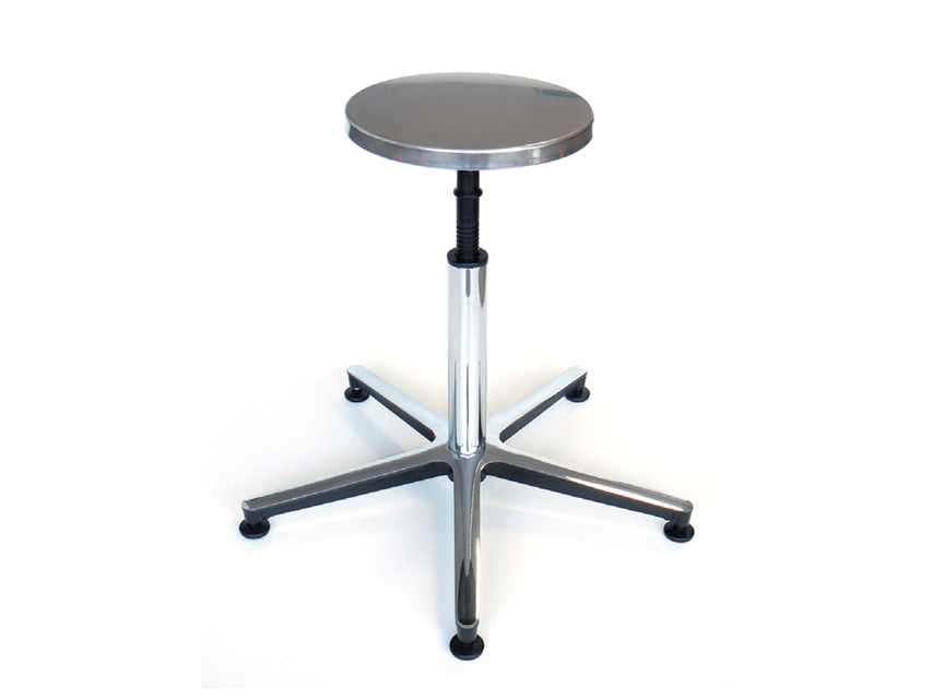 TABOURET - siège inox, base en aluminium sur pieds