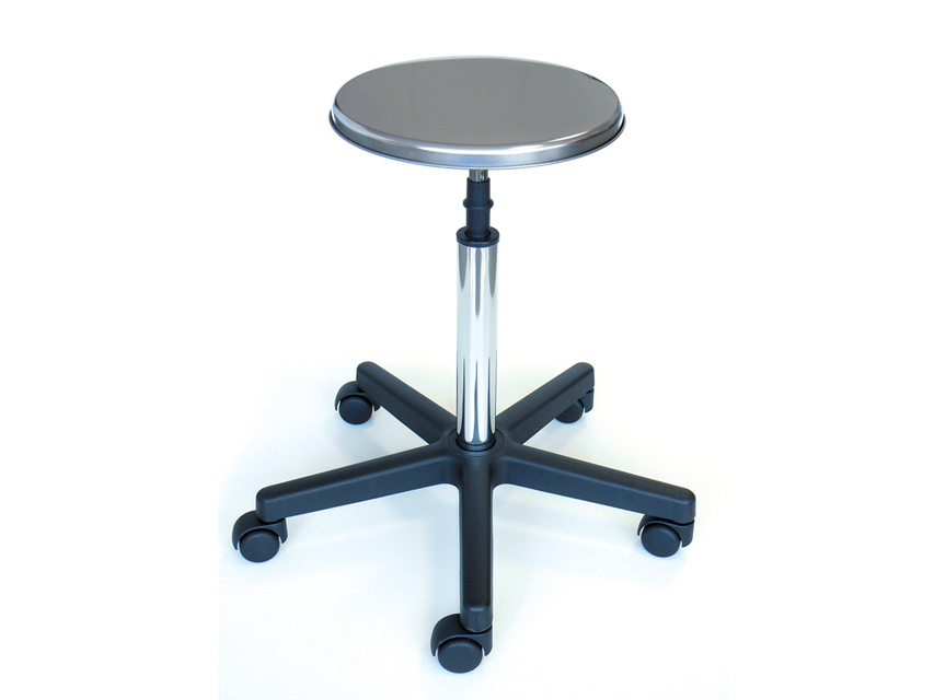 TABOURET - siège inox, sur roulettes