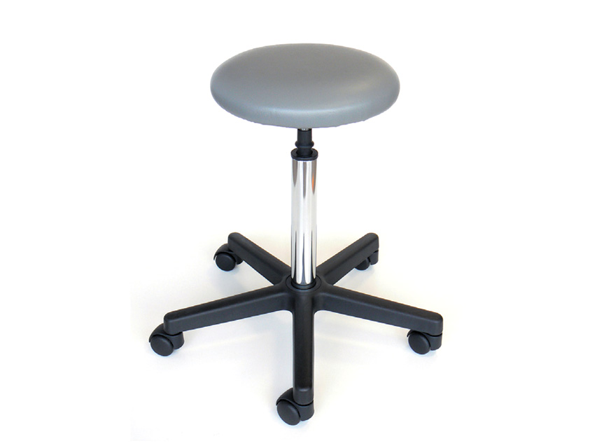 STOOL - padded seat with castors - grey