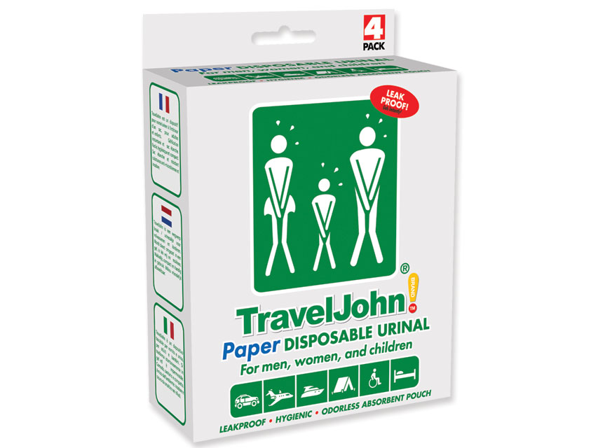 URINOIR JETABLE EN PAPIER TRAVELJOHN 800cc - boîte de 4