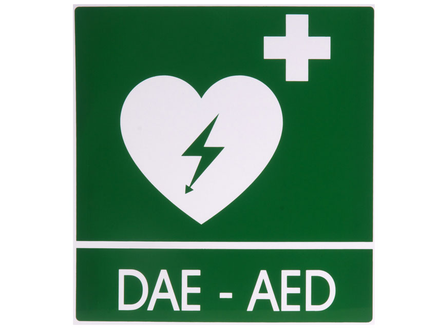 DAE-AED ALUMINIUM SIGN 25x31 cm for defibrillators  discontinued