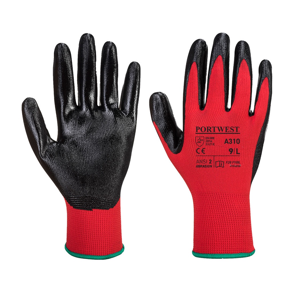 Gant Flexo Grip enduit Nitrile - Rouge/noir