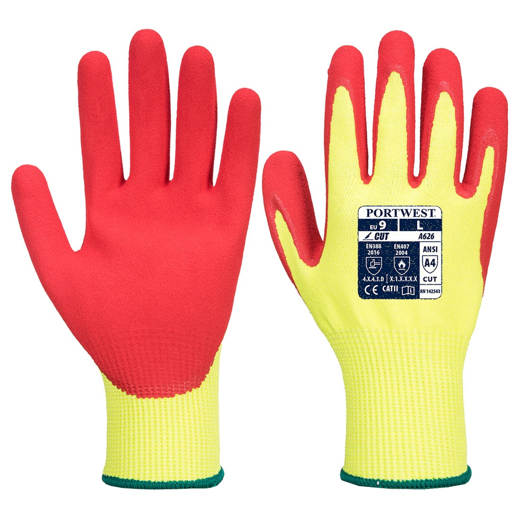 Gant Vis-Tex anticoupure HR - Nitrile - Jaune/Rouge