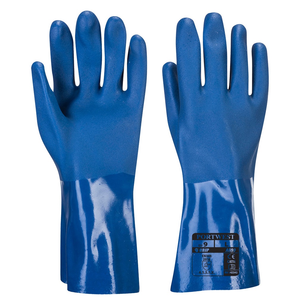 Gants PVC manchette 30cm - Bleu