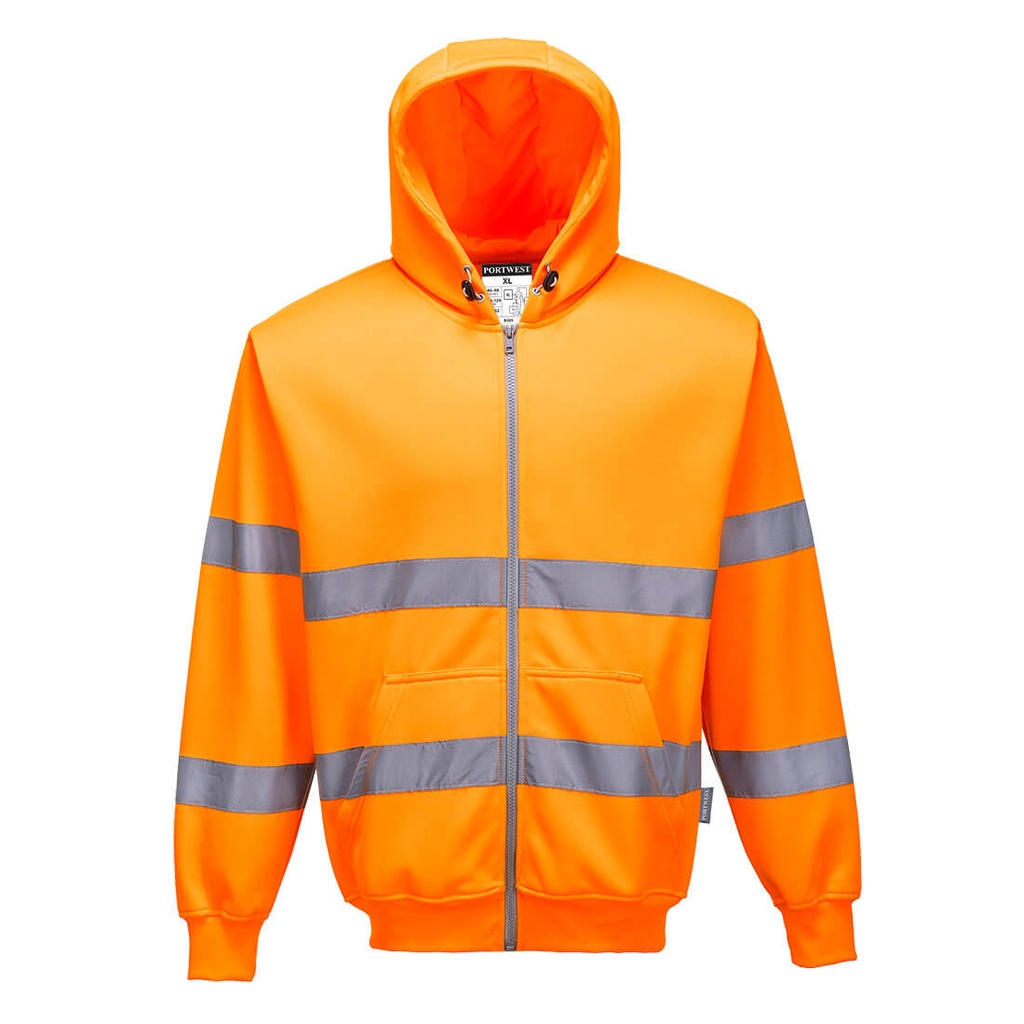 Sweat zip HiVis à capuche - Orange