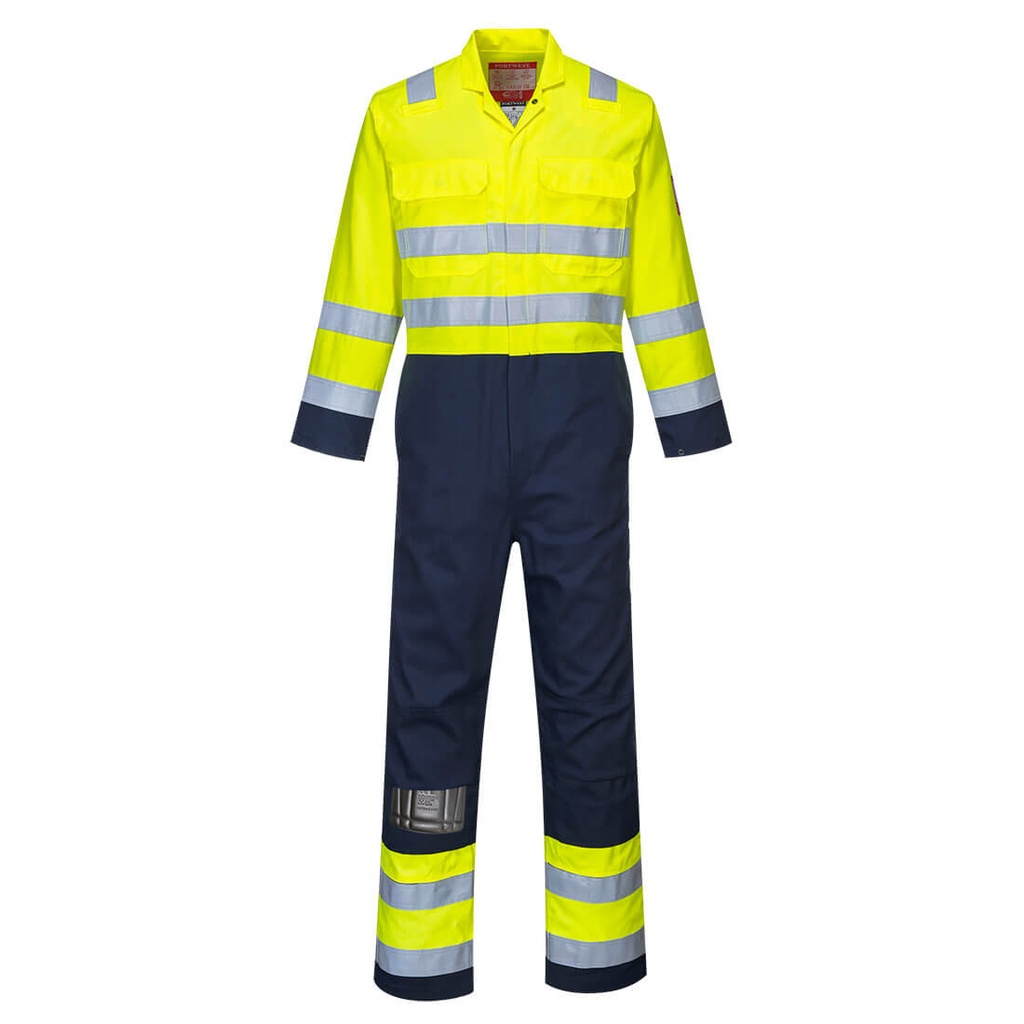 Combinaison Hi-Vis Anti-Statique Bizflame Pro - Jaune/Marine