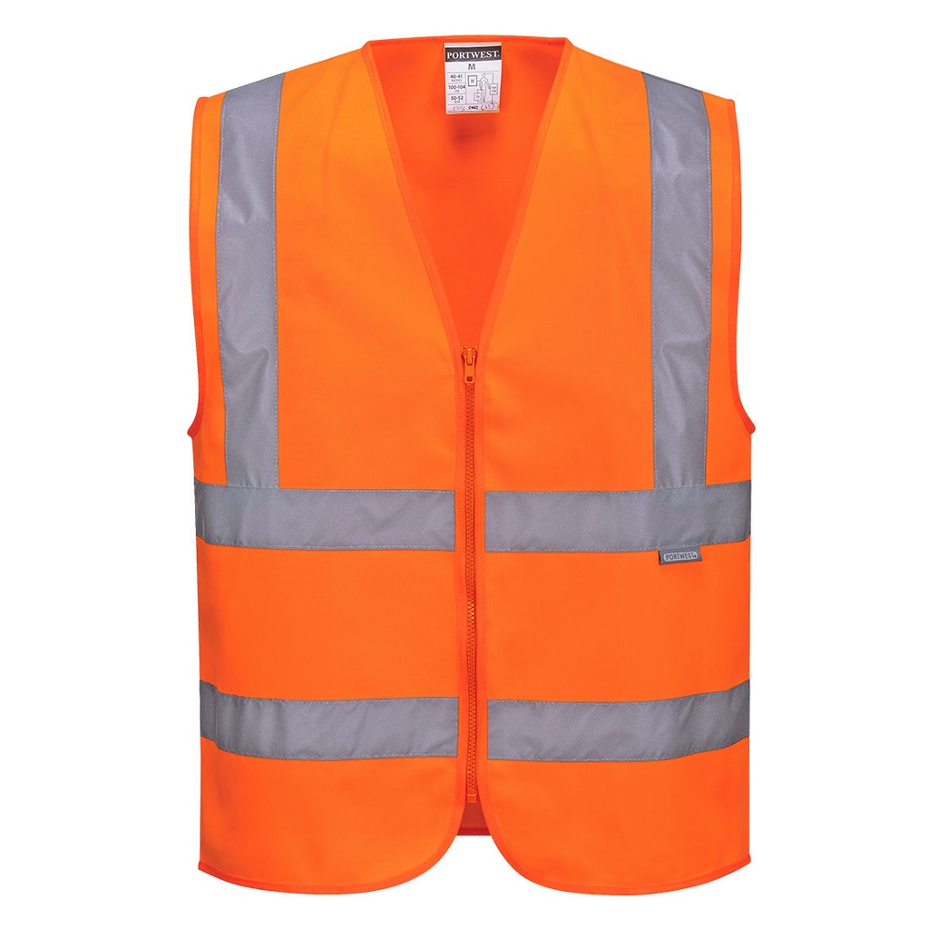 Gilet Hi-Vis avec zip - Orange