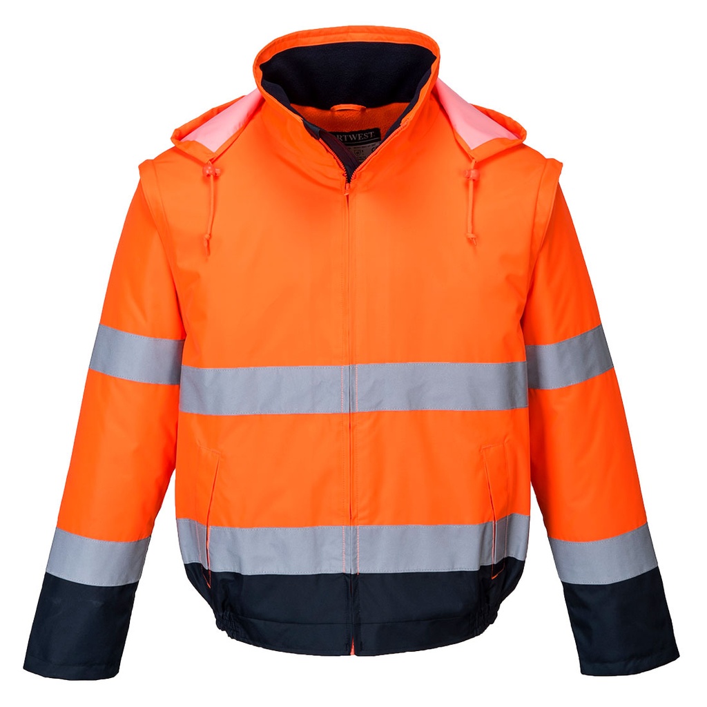 Blouson HV 2-en-1 HV doublé polaire - Orange/Marine