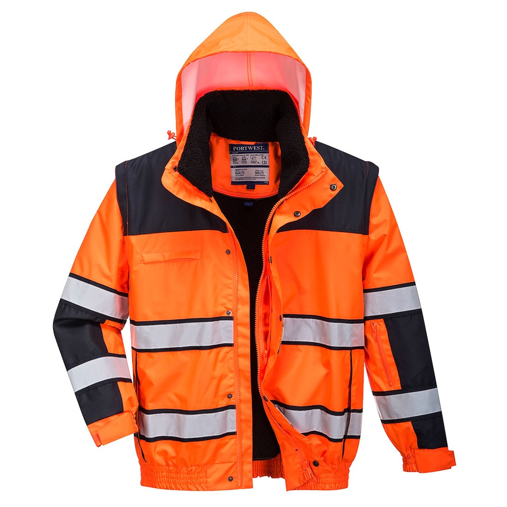 Blouson HiVis 3 en 1 - Orange/Noir