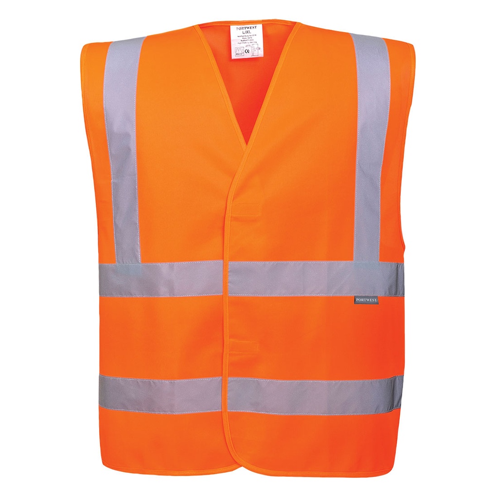 Gilet Hi-Vis Baudrier &amp; Double Ceinture - Orange