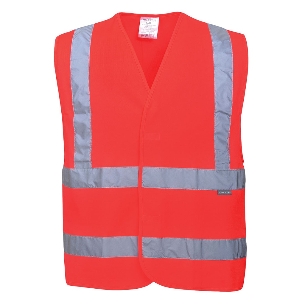 Gilet Hi-Vis Baudrier &amp; Double Ceinture - Rouge