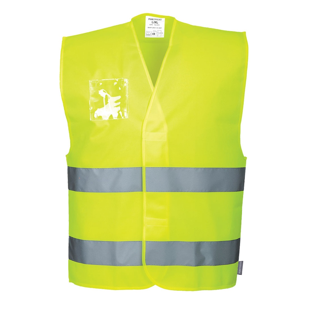 Gilet HV avec porte-badge double entrée - Jaune