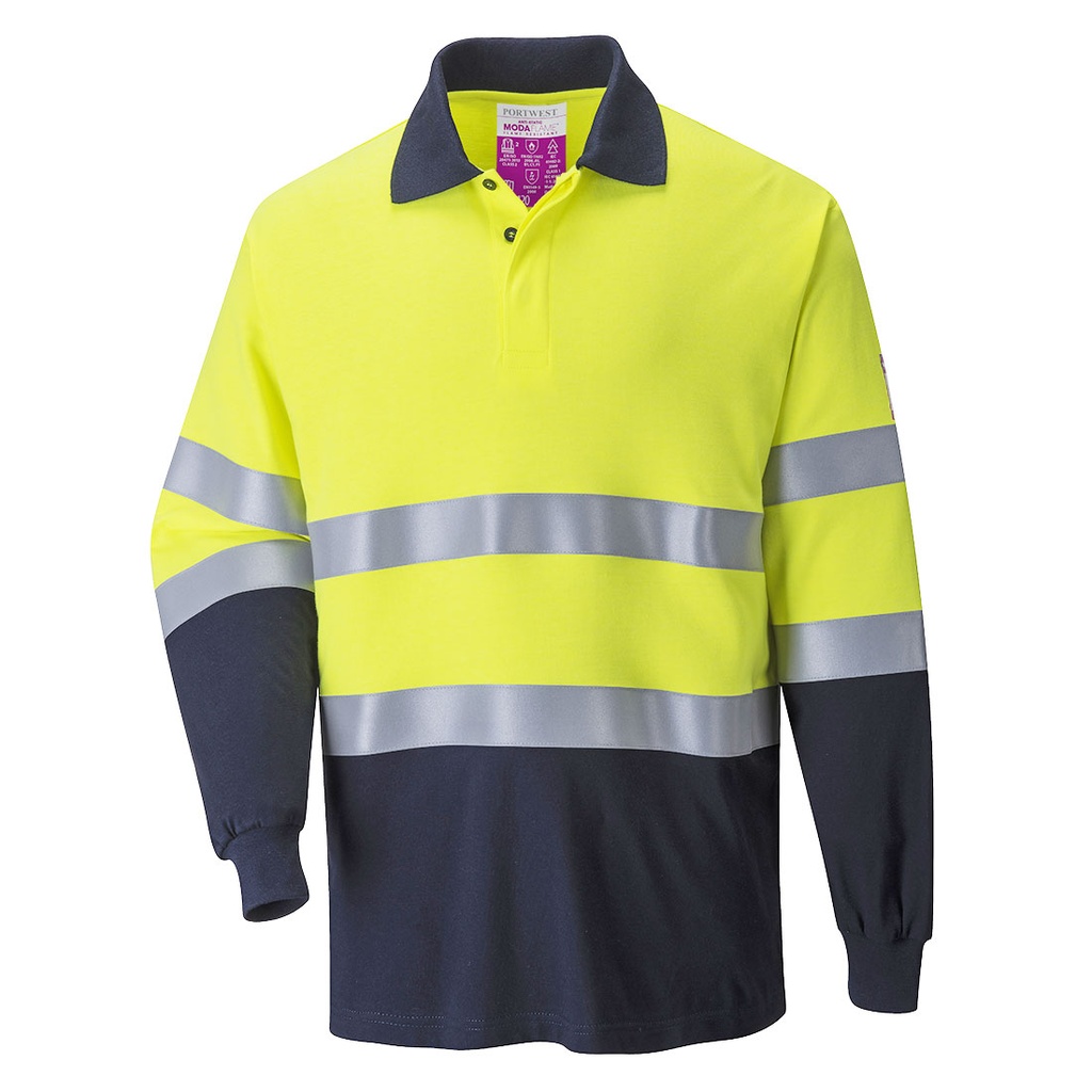 Flame Resistant Anti-Static Two Tone Polo Shirt - Jaune/Marine