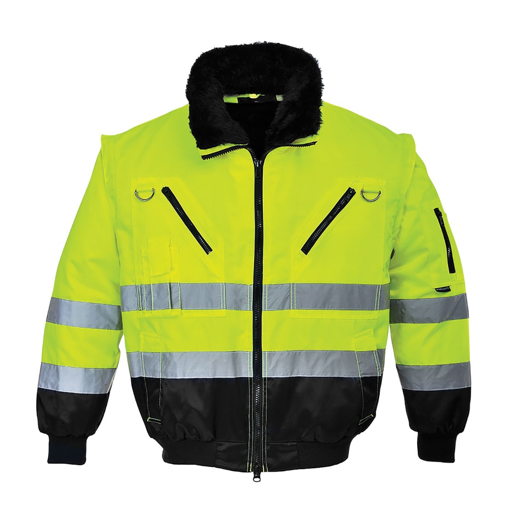 Blouson pilote 3 en 1 haute visibilité - Jaune/Noir