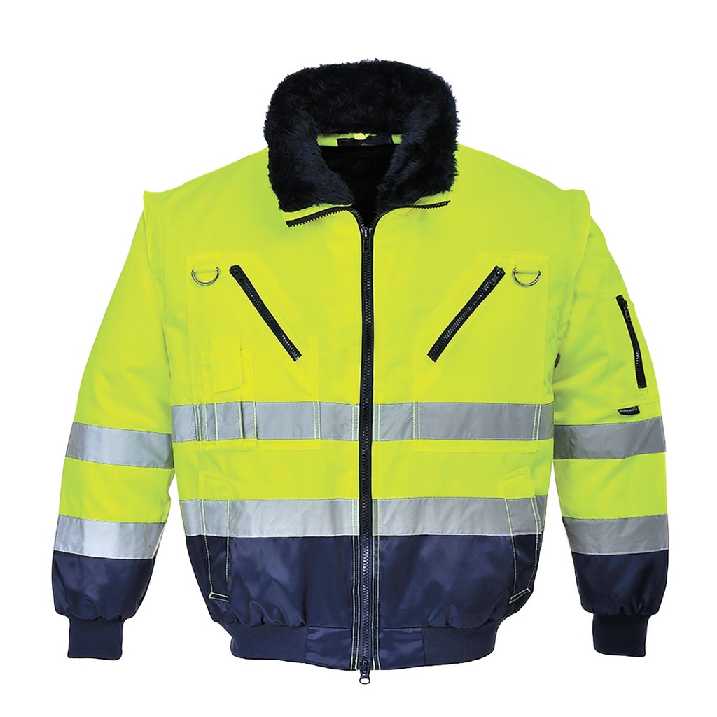 Blouson pilote 3 en 1 haute visibilité - Jaune/Marine