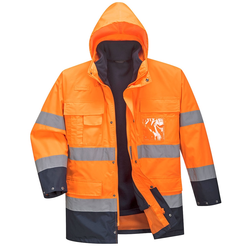 Parka haute visibilité 3 en 1 - Orange/Marine