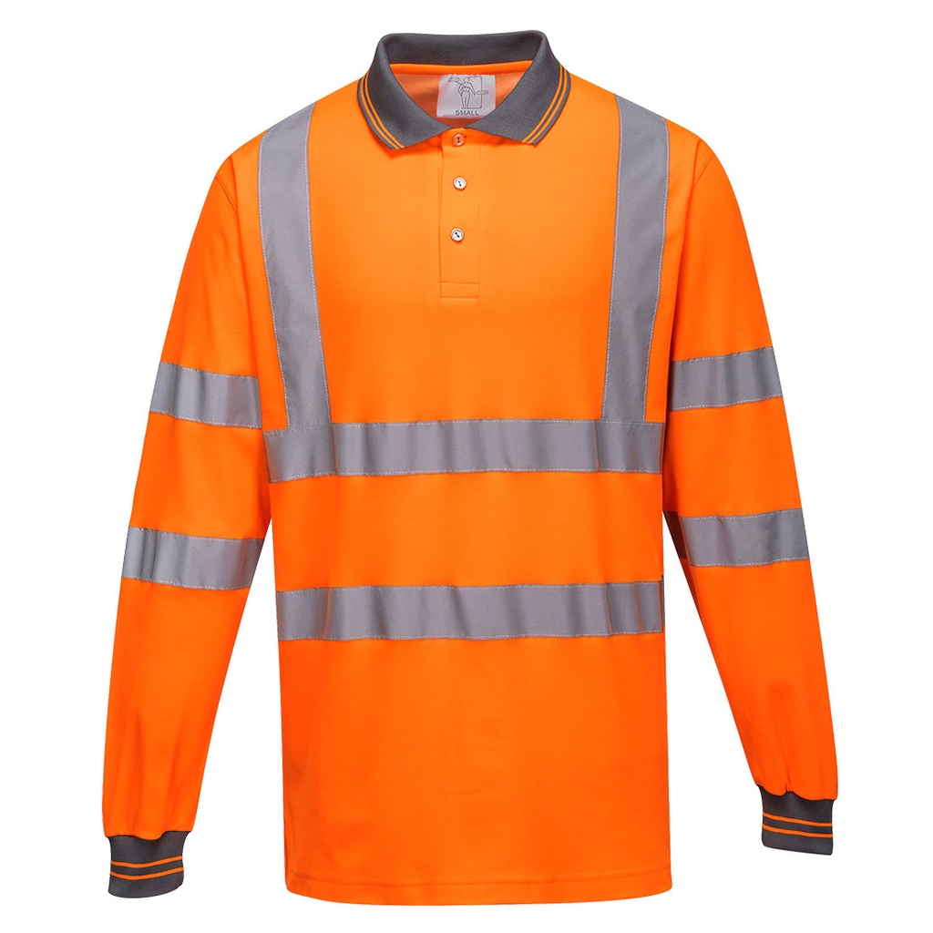 Polo coton majoritaire manches longues - Orange