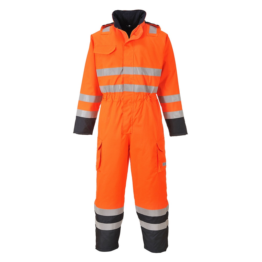 Combinaison de pluie Hi-Vis Bizflame - Orange/Marine