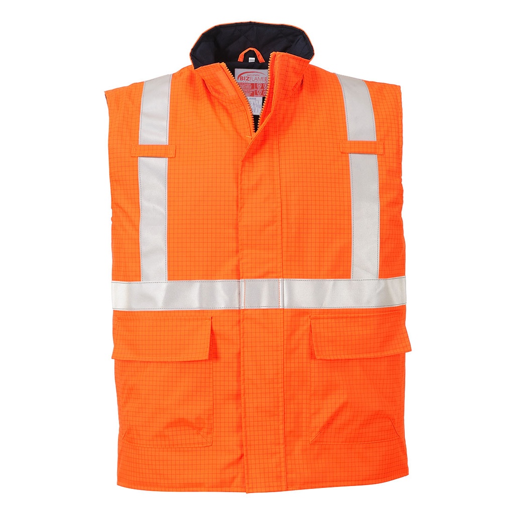 Bodywarmer Hi-Vis Bizflame antistatique et FR - Orange