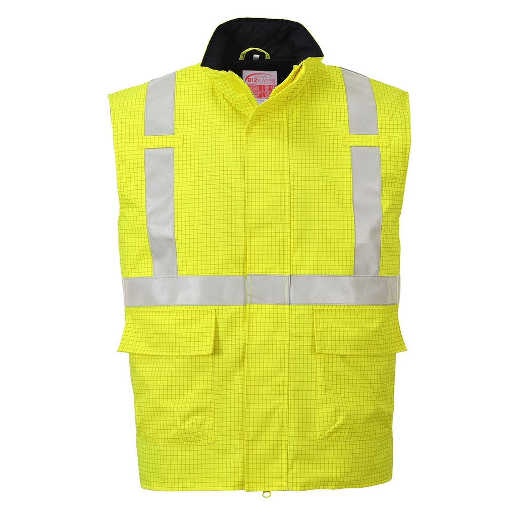 Bodywarmer Hi-Vis Bizflame antistatique et FR - Jaune