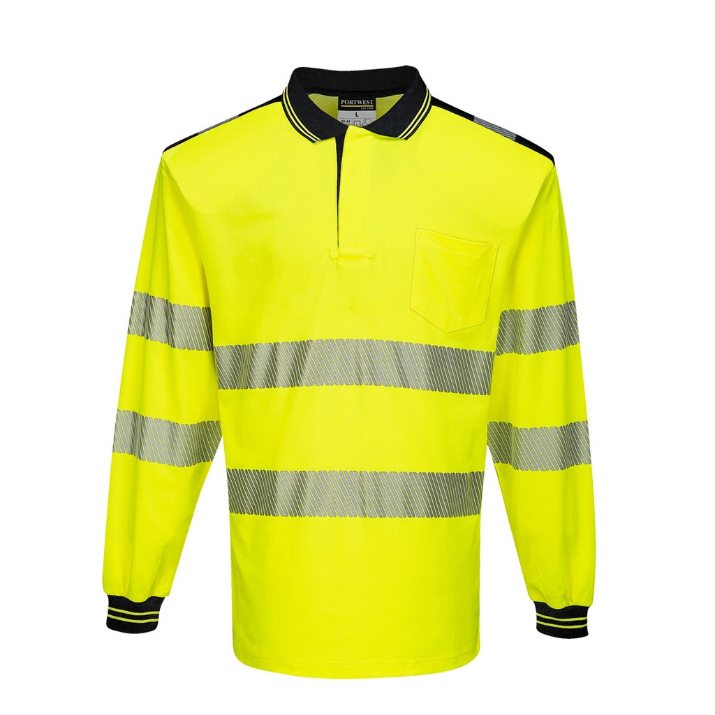 PW3 Polo Haute Visibilité ML - Jaune/Noir