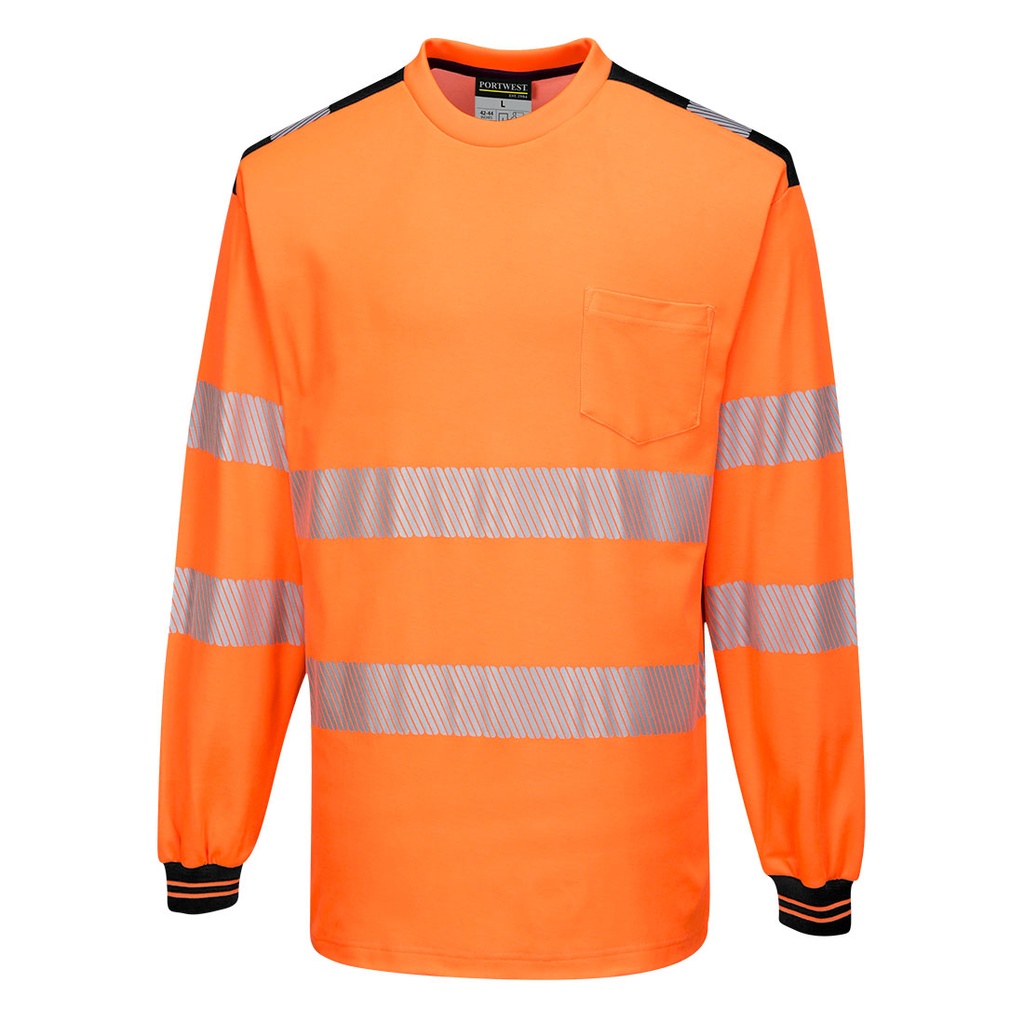 PW3 T-Shirt Haute Visibilité ML - Orange/Noir