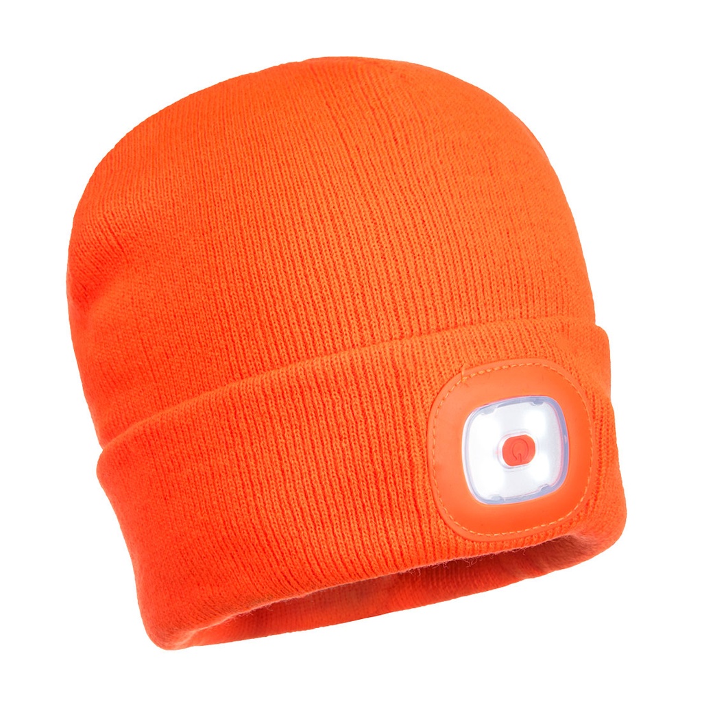 Bonnet Beanie double LED rechargeable - Orange