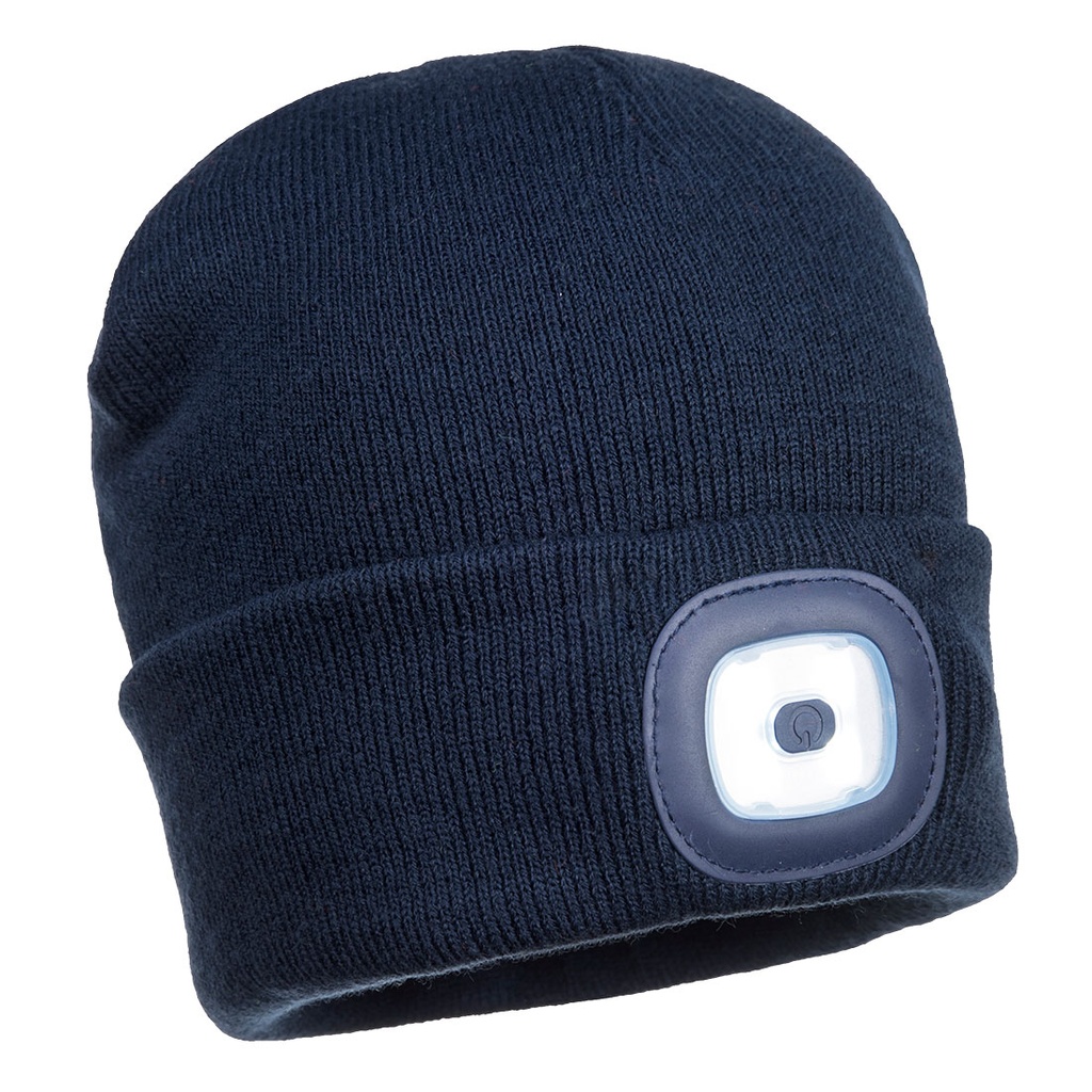 Bonnet Beanie avec LED rechargeable - Marine