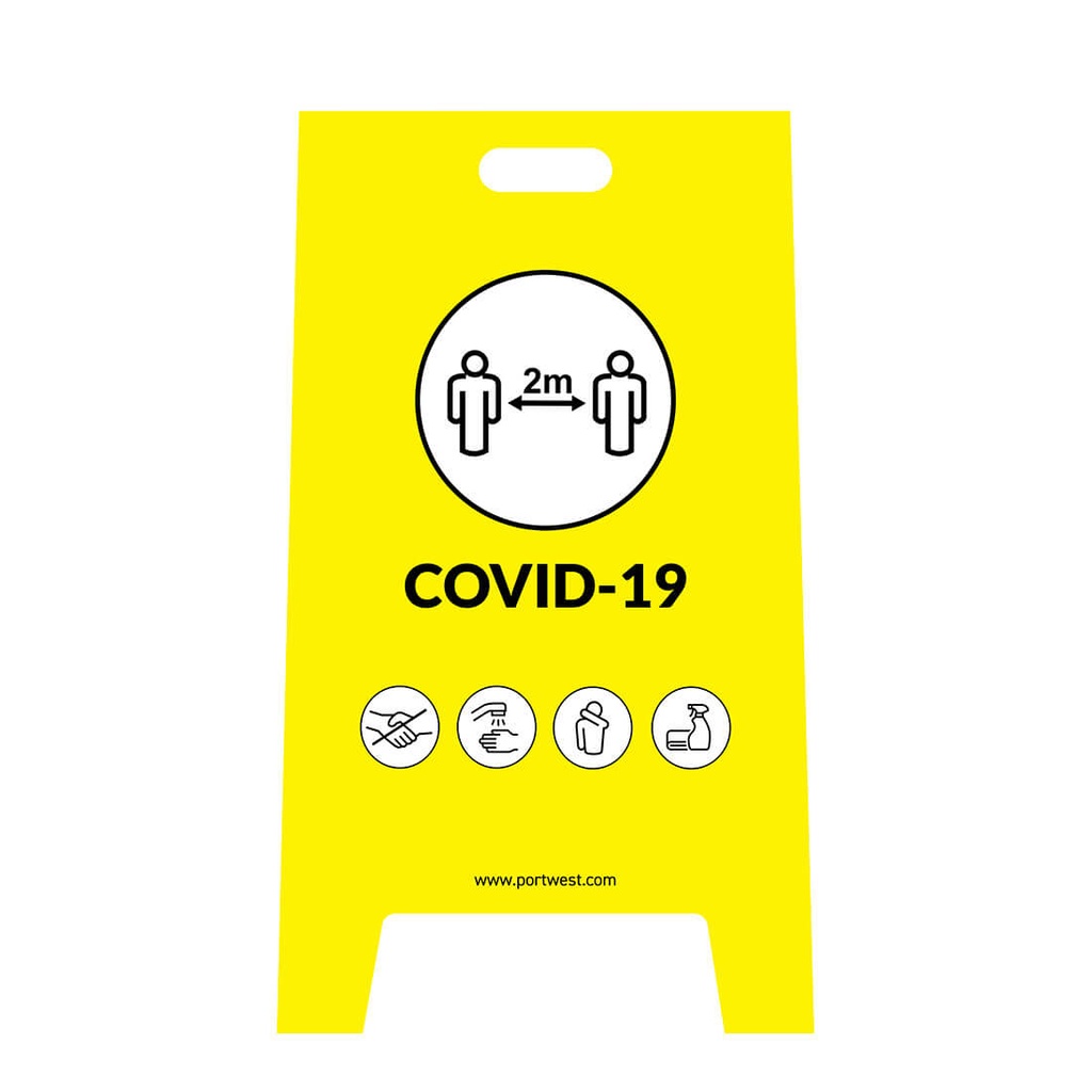 Panneau d'avertissement Covid - Jaune (50 pièces)