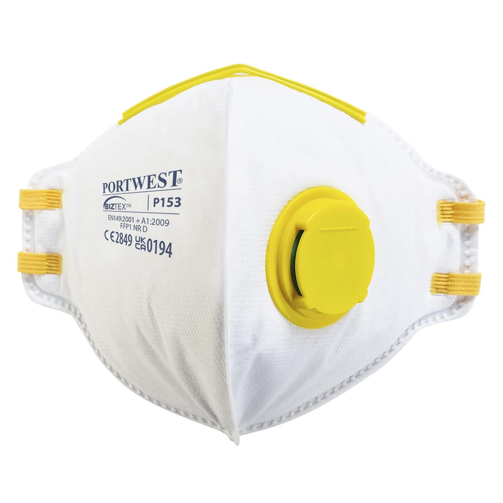 Masque pliable FFP1 à soupape Dolomite, filtration 80%, EN 149 FFP1 NR D - Blanc (20 pièces)