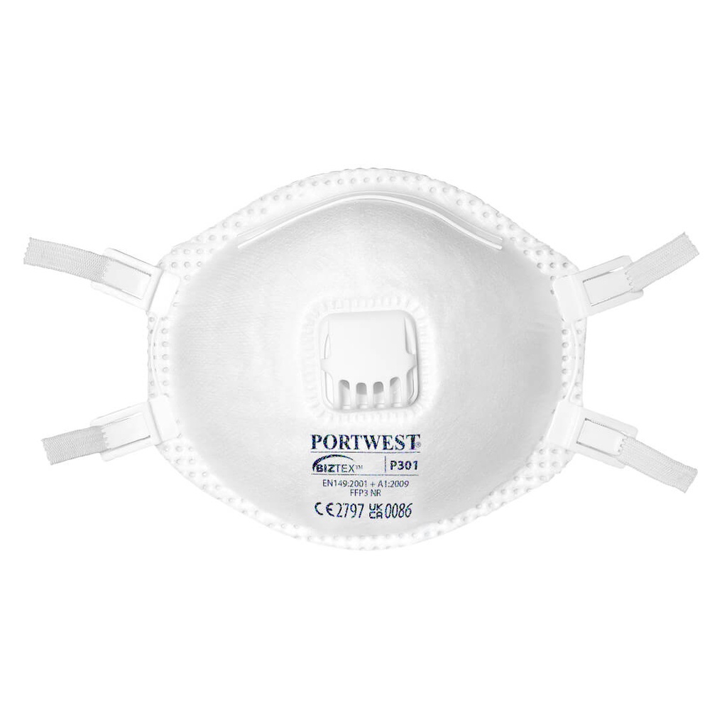 Masque FFP3 avec valve, filtration 99%, norme EN 149 FFP3 NR - Blanc (10 pièces)