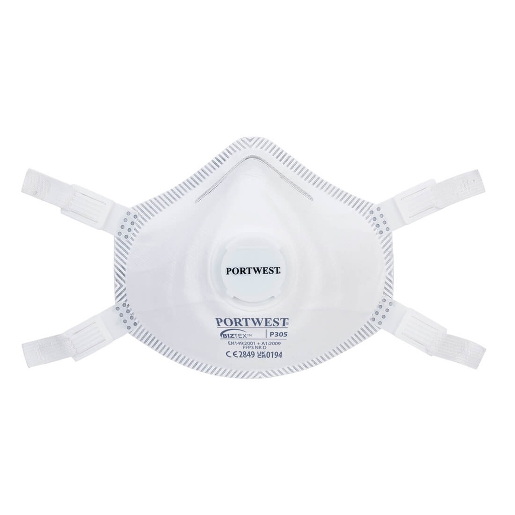 Masque respiratoire FFP3 haut de gamme, filtration 99%, norme EN 149 FFP3 NR D - Blanc (5 pièces)