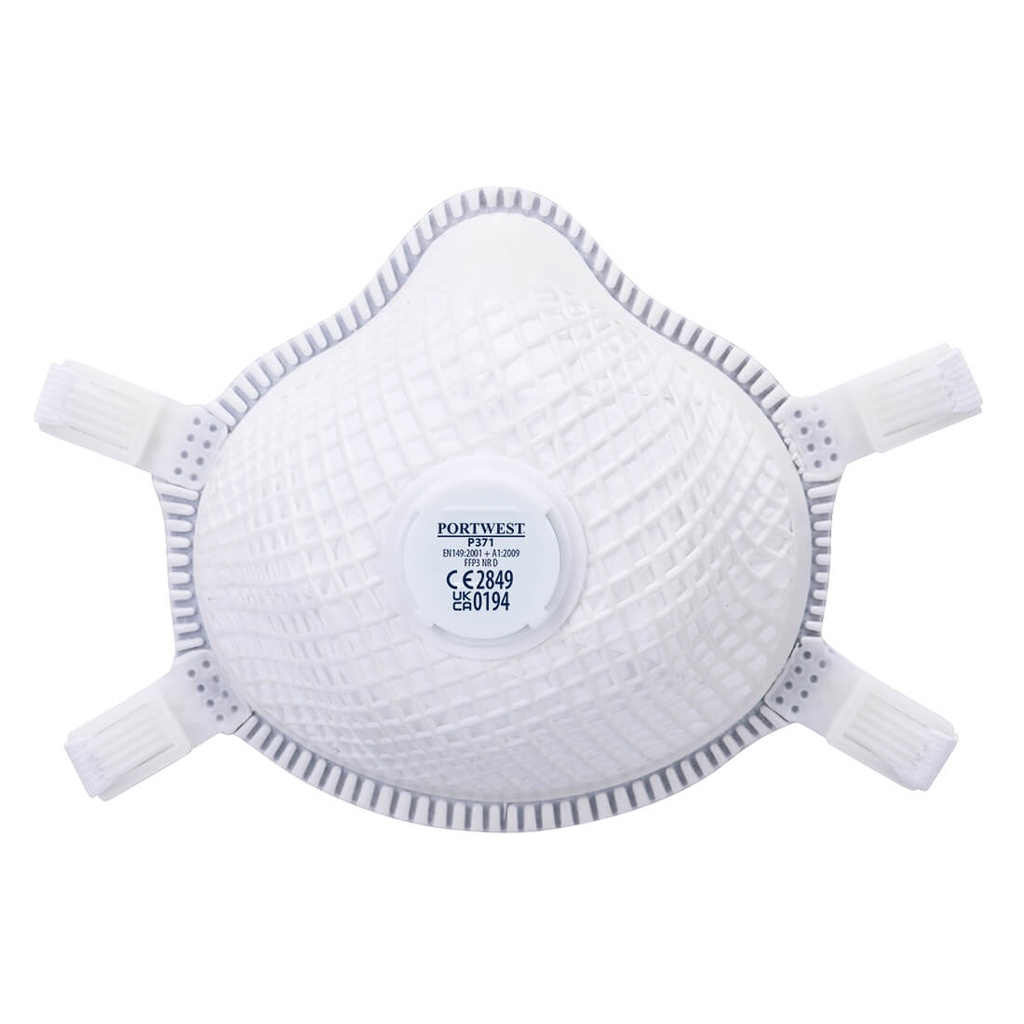 Masque respiratoire FFP3 à valve dolomite, filtration 99%, norme EN 149 FFP3 NR D - Blanc (5 pièces)