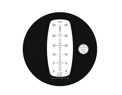 Hand refractometer 0-25% prob. alcohol, ATC